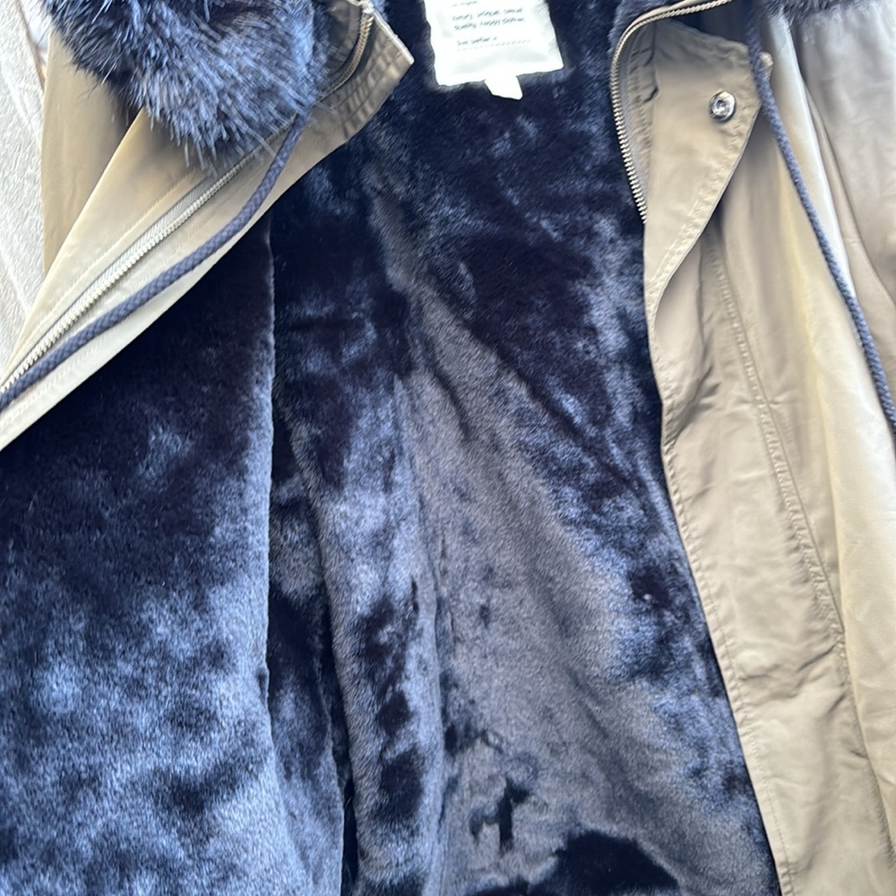 Dylan Tara Zip Up Front Jacket Coat w Black Faux Fur Hoodie Women’s Size Small - Picture 8 of 11